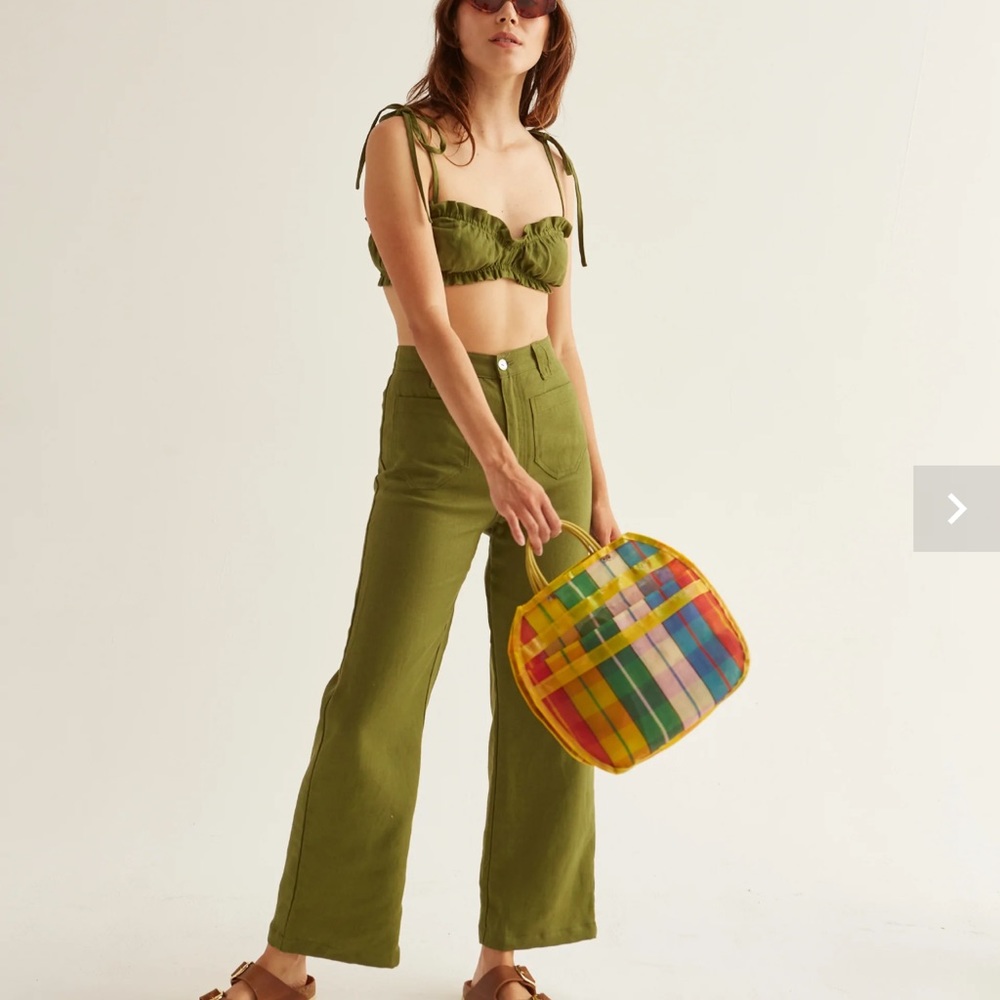 Lykke Wullf Earl Linen Pants size 12 in kelp